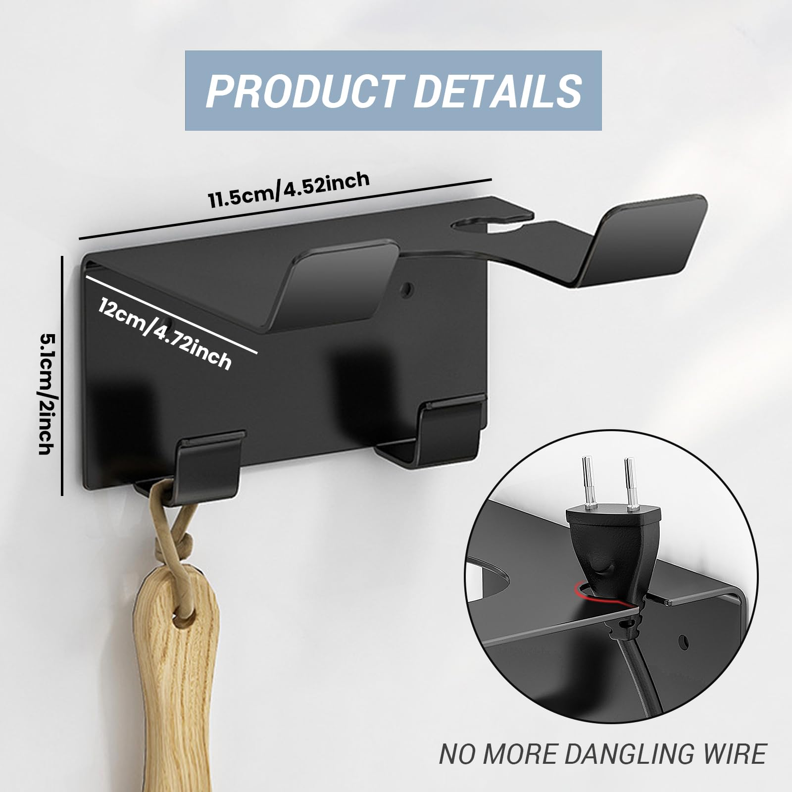 Hair Dryer Holder Wall Mount, Hair Dryer Holder Wall Mount, Upgraded Stainless Steel Hair Dryer Holder, Hair Dryer Holder Maximum Diameter 2.3 Inch (Compatible with Most Hair Dryers)