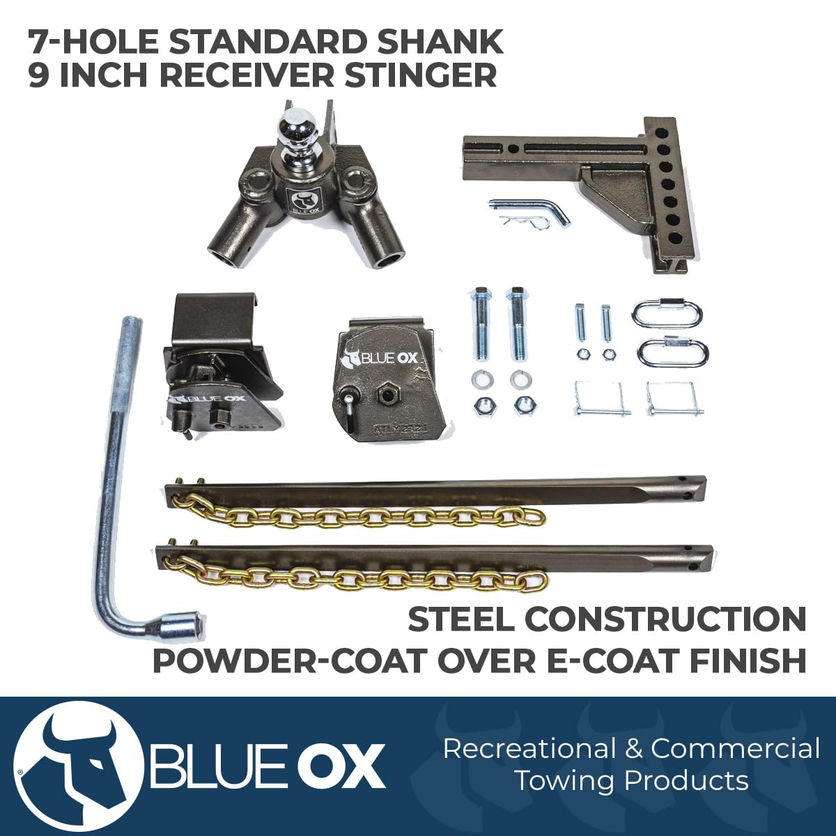 Blue Ox BXW1000 SwayPro Weight Distribution Hitch - 1000lb Tounge Weight, 7 Hole Shank for 2" Recievers, 2-5/16 - Inch Ball, Textured Bronze