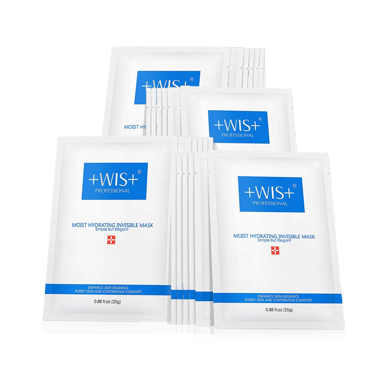 +WIS+ Intensive Hydrating Facial Mask 24 EA with Hyaluronic Acid Serum for Dry, Dehydrated, Oily Skin, Anti-Aging Face Mask to Pore Minimizing, Elasticity Improvement and Repair Dehydrated Skin