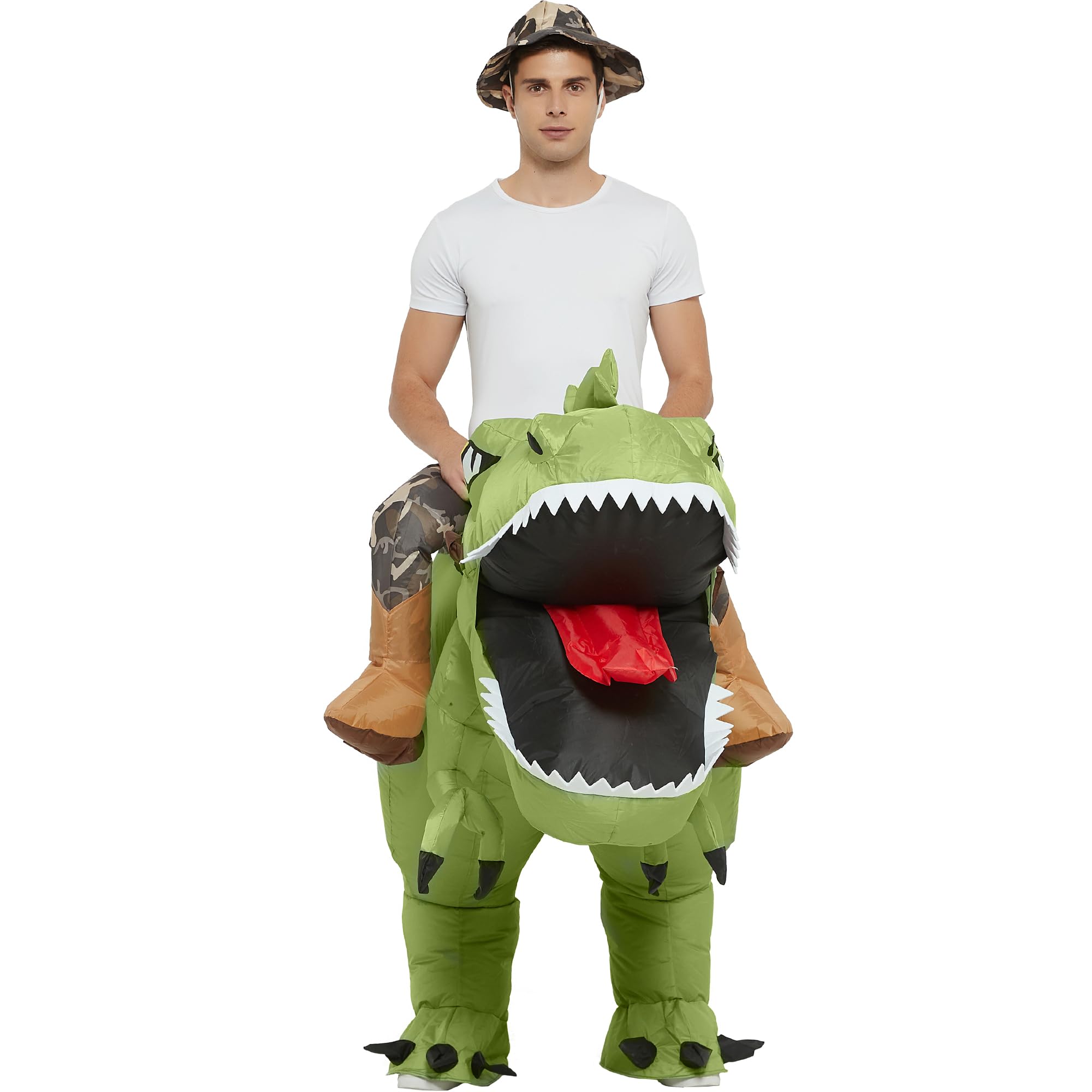 One Casa Inflatable Dinosaur Costume Riding T Rex Air Blow up Funny Fancy Dress Party Halloween Costume for Adult