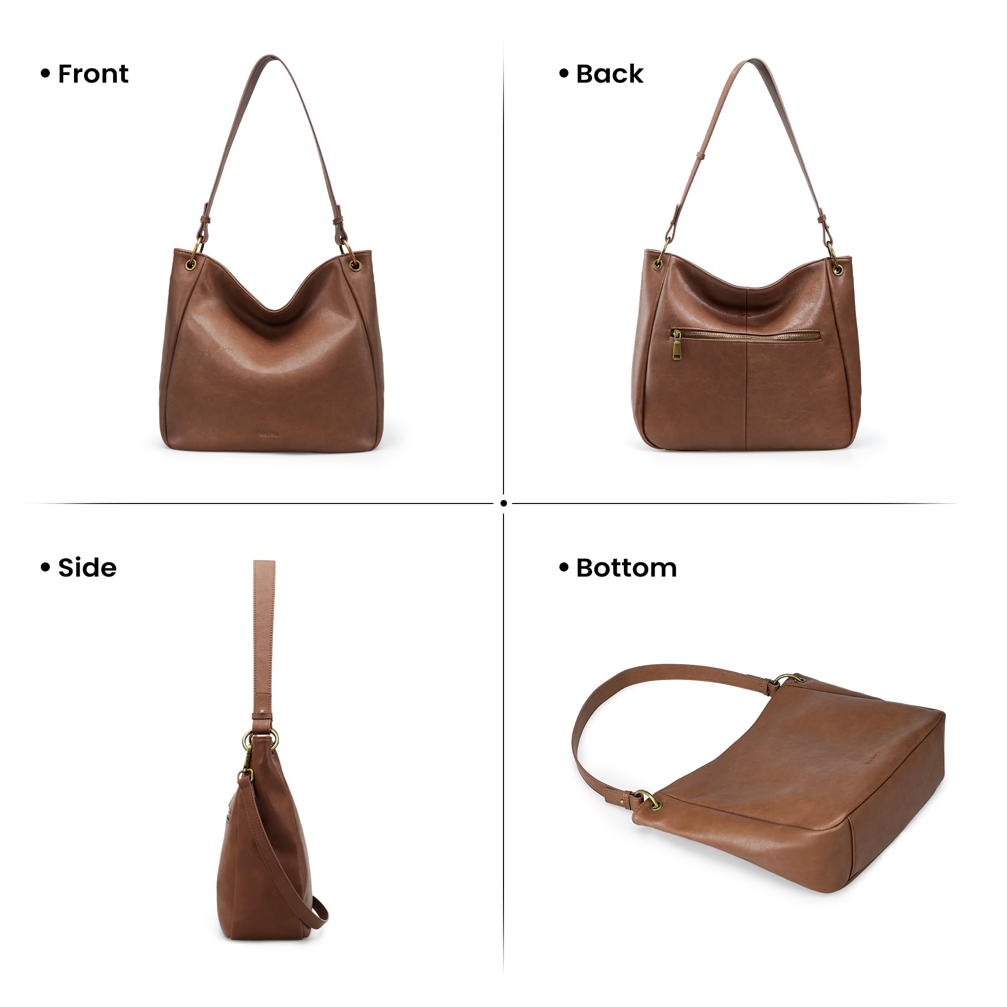 befen Genuine Leather Crossbody Bags for Women, Brown Leather Hobo Bags Vintage Crossbody Purse Designer Leather Shoulder Bags with 2 Detachable Straps Trendy Soft Womens Shoulder Handbags for Travel