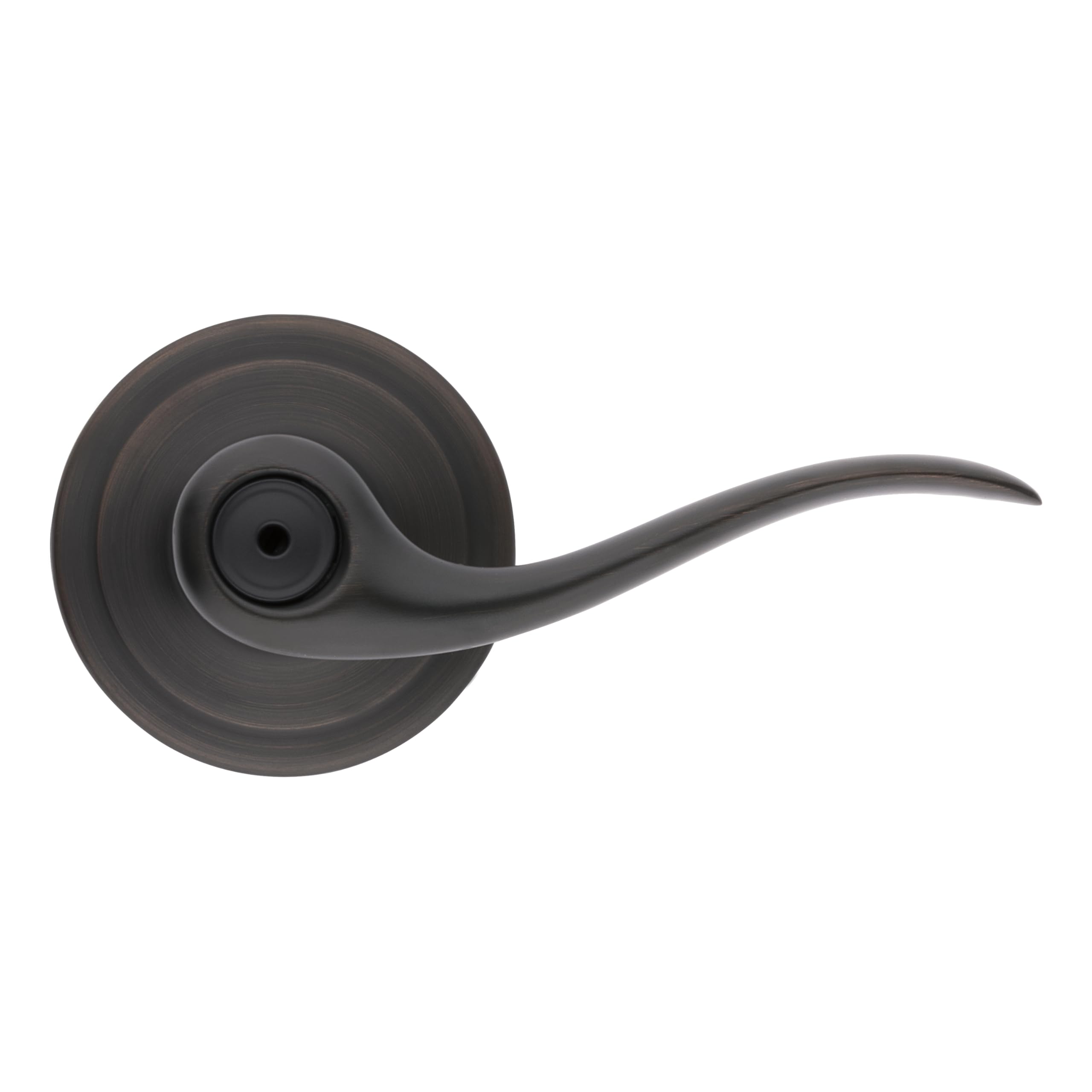 Kwikset Tustin Interior Privacy Door Handle with Lock, Metal, Door Lever For Bathroom and Bedroom, Venetian Bronze Reversible Keyless Turn Lock, with Microban Protection