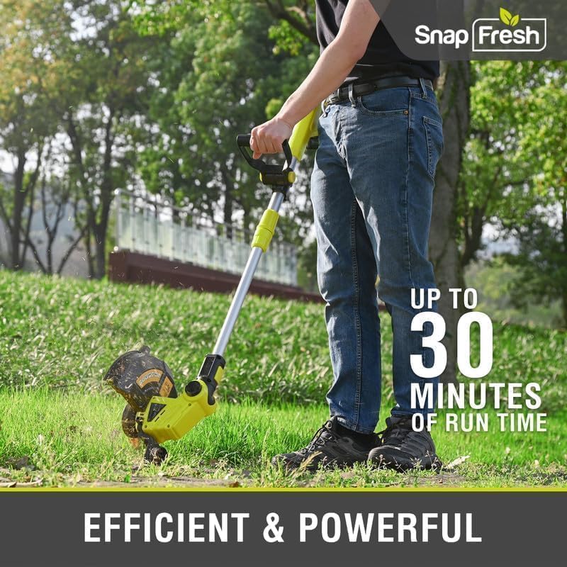 SnapFresh Weed Wacker 12" Cordless String Trimmer, 20v Electric Weed Eater/Whacker with Automatic Feed Spool, Weedeater with 2.0Ah Li-ion Battery & Charger, 2 in 1 Battery Edge Trimmer for Lawn/Grass