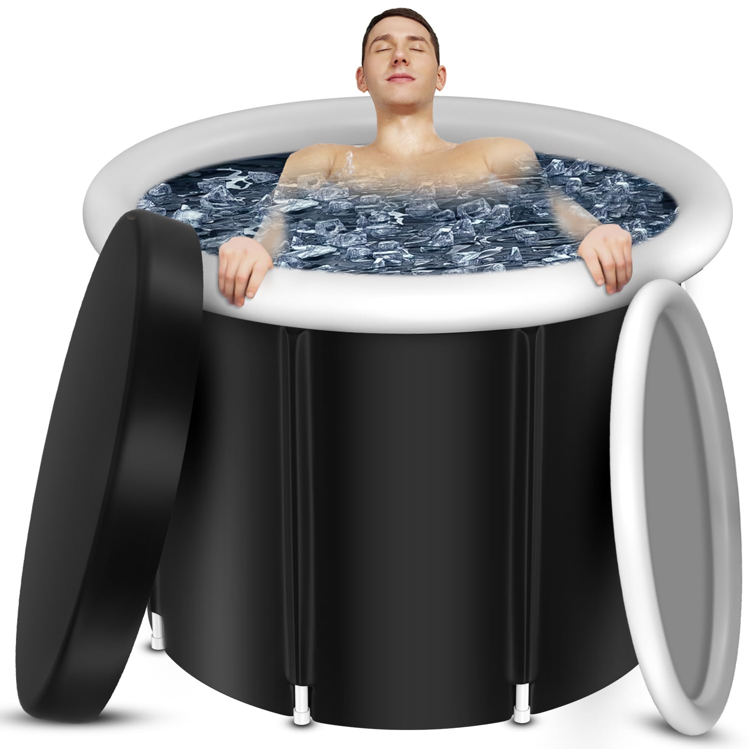 CRLAST Ice Bath Tub, XL Large Cold Plunge Tub for Cold Water Therapy Recovery, 110 Gal Portable Ice Bathtub Athletes Adult at Home Outdoor, Foldable Inflatable tub with Cover and Lid