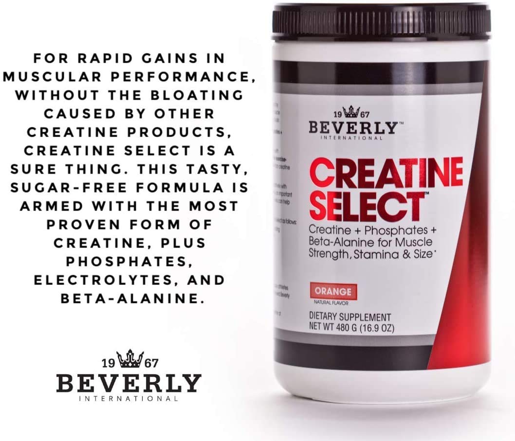 Beverly International Creatine Select with Phosphates, 40 Servings. A Fail-Proof Creatine Monohydrate Formula. Boost Muscle Size, Strength, Endurance and Recovery. for Men and Women. Tastes Like Tang