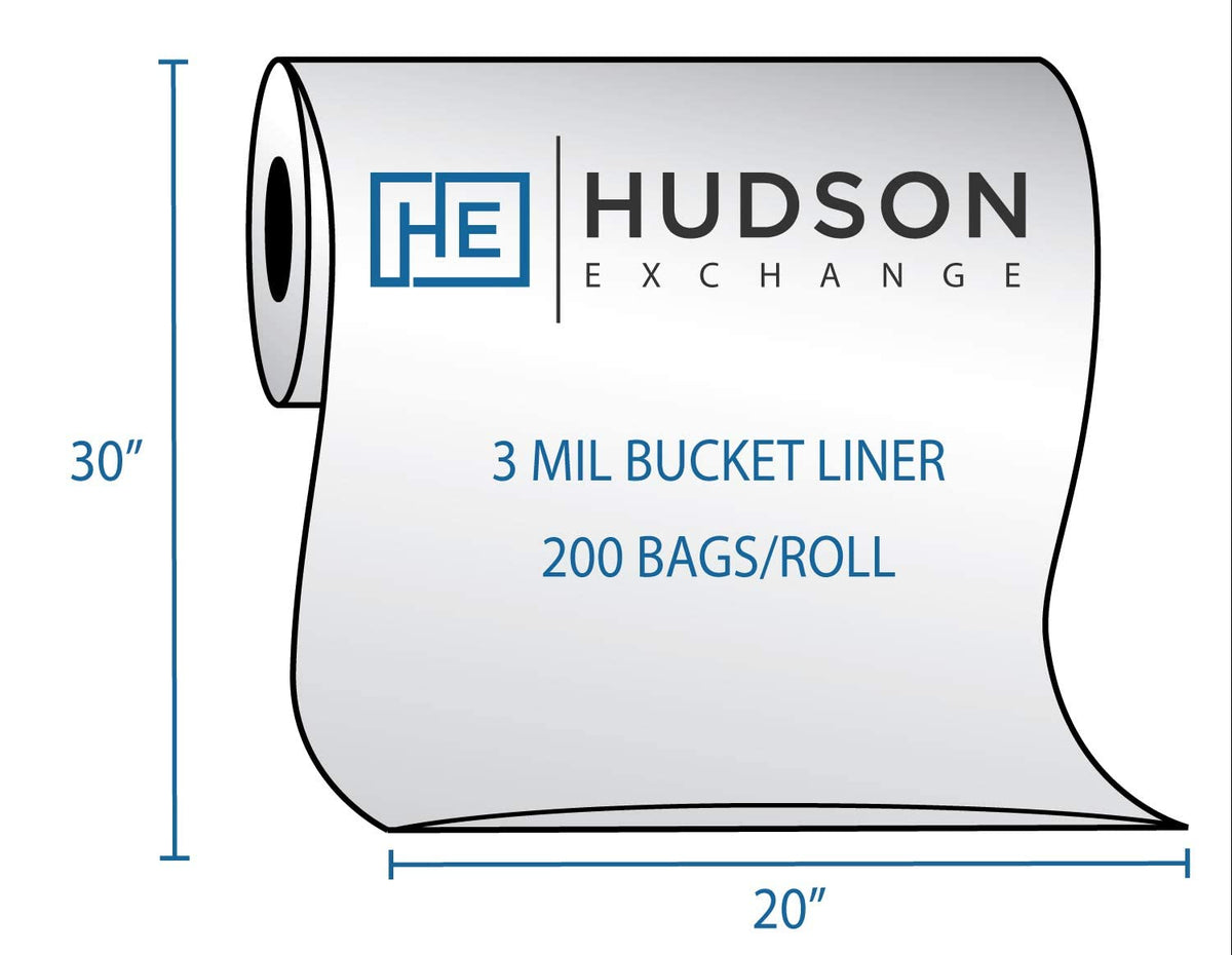 Hudson Exchange-MOD158817 LDPE 5 Gallon Bucket Liner, Food Grade, 20" W x 30" L, 3 Mil, Blue, Roll of 200