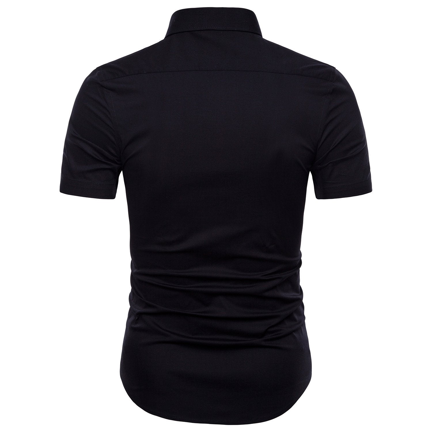 LOCALMODE Men's Slim Fit Cotton Business Casual Shirt Solid Short Sleeve Button Down Dress Shirts (Large, Black)…