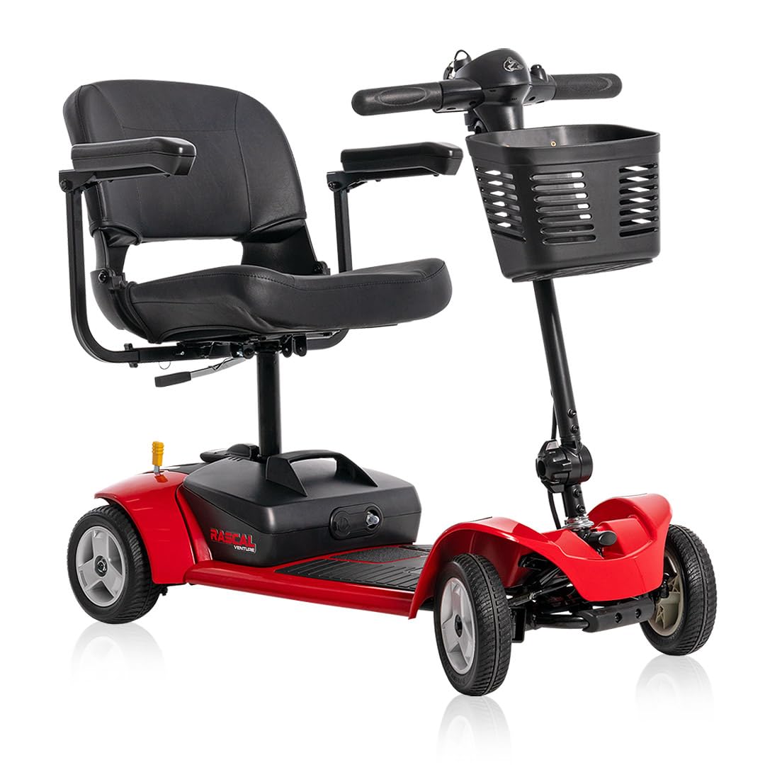 Rascal Venture 4-Wheel Portable Mobility Scooter for Travel, Easy Disassembly, Compact Design, 300 lb Capacity, Battery Included