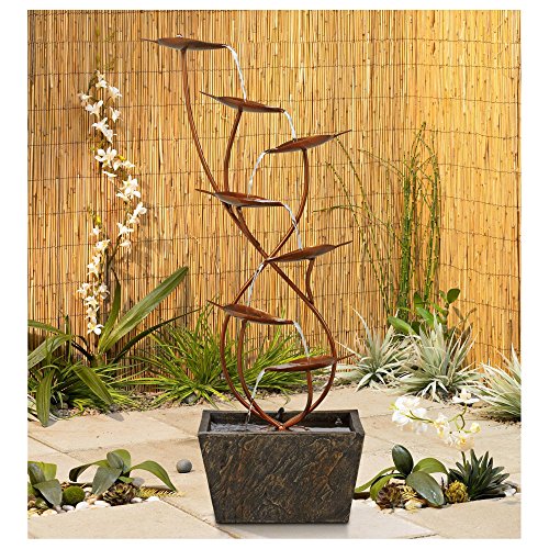 Ashton Curved Leaves 41" High Large Modern Indoor Outdoor Decor Copper Resin Floor Fountain Standing Waterfall Tiered Cascading Water Feature for Outside Garden Patio Yard Backyard - John Timberland