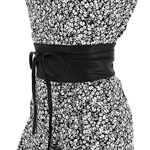 FASHIONGEN - Woman leatherette waisband Obi Belt, MICA - Yellow Python, L-XL