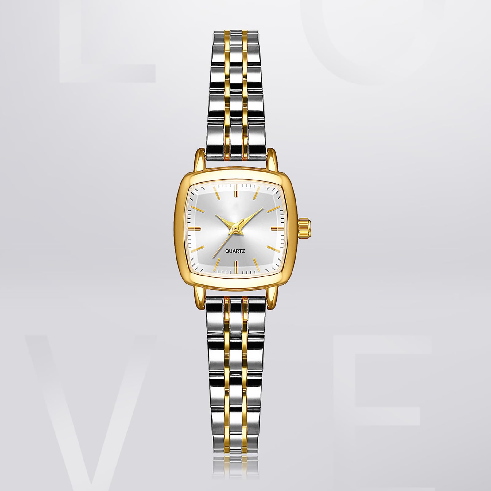 BESTKANG Luxury Retro Women's Watch - Stainless Steel Bracelet,Waterproof Fashion Dainty Gold Watches for Women,Includes Bracelet Adjustment Tool (Two Tone White)
