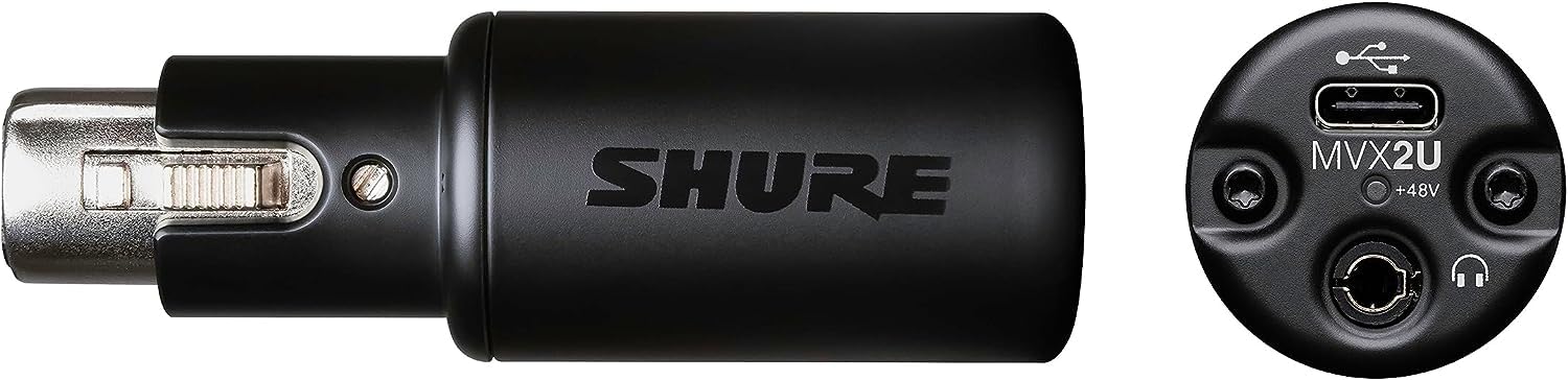 Shure SM58-LC Microphone Bundle with MVX2U XLR-to-USB Digital Interface with Headphone Jack, Integrated Pre-amp with 60dB Gain Control, Zero-Latency Monitoring, 48V Phantom Power and USB-C Cable