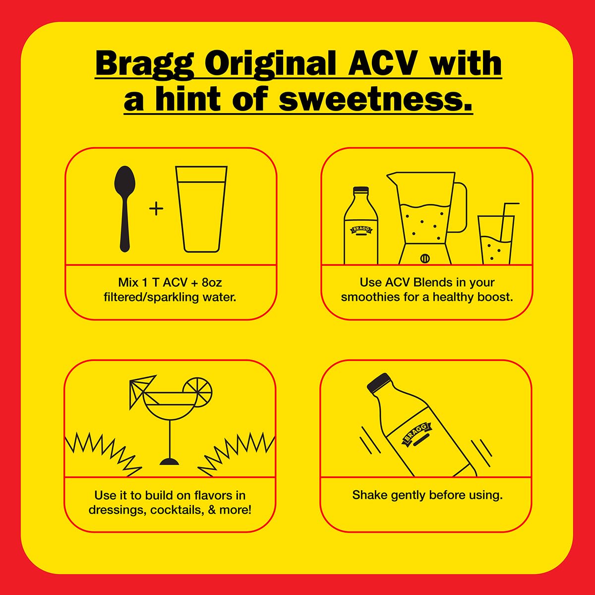 Bragg Organic Apple Cider Vinegar Honey Cayenne Wellness Cleanse with the Mother - 32 fl oz - Raw and Unfiltered