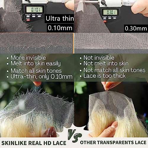 BEEOS 6x6 HD Lace Closure Only, 613 Blonde Color 0.10mm Ultra-thin Invisible Swiss Lace Closure Pre Plucked Natural Hairline Straight Human Hair Closure 20 Inch