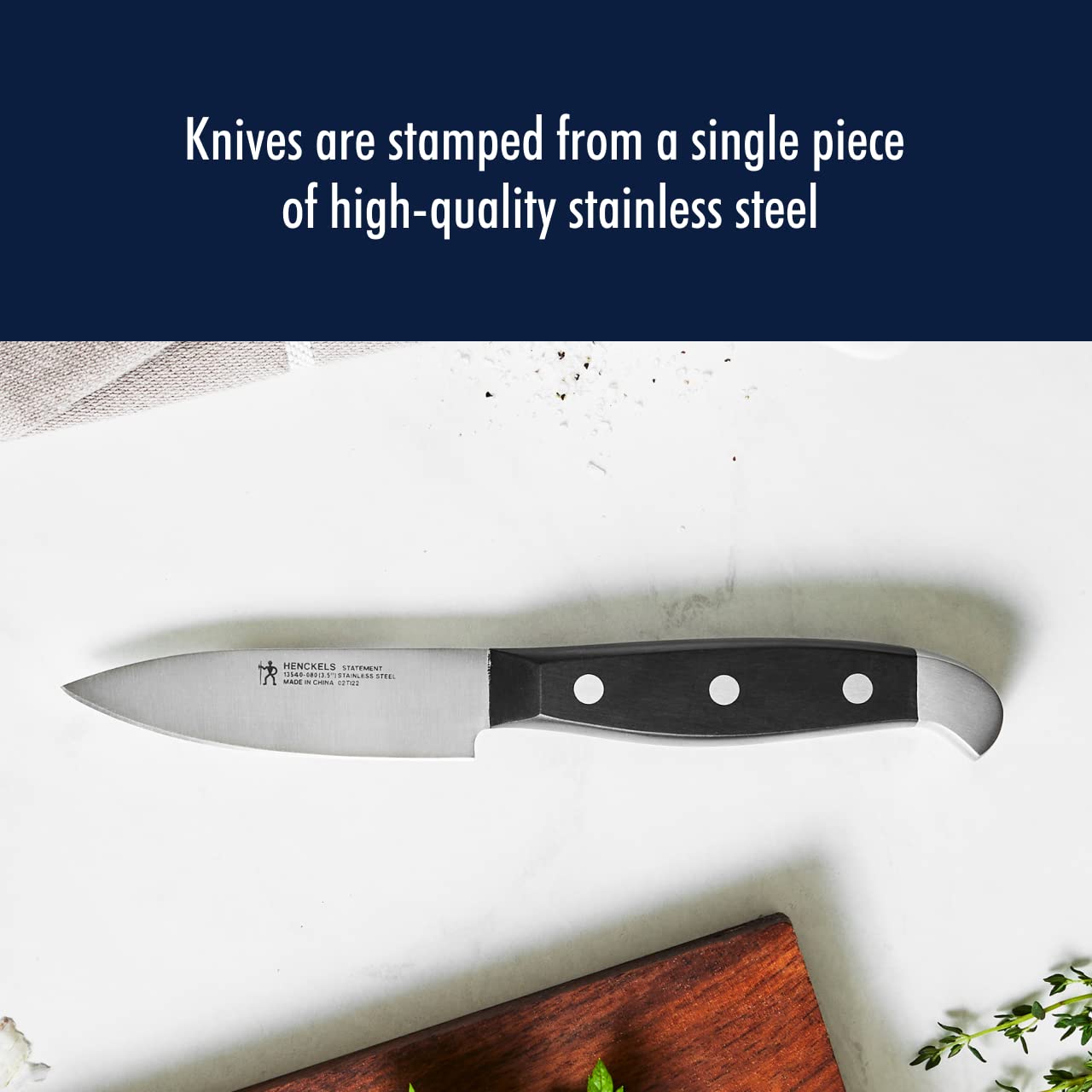 HENCKELS Statement Razor-Sharp 3-inch Compact Chef Knife, German Engineered Informed by 100+ Years of Mastery, Black/Stainless Steel
