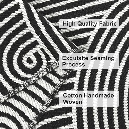Sungea Indoor Outdoor Entryway Rug 2'x3', Machine Washable Reversible Cotton Small Bathroom Mat, Modern Low-Profile Soft Throw Rugs for Front Door,Kitchen,Bedroom(Black)