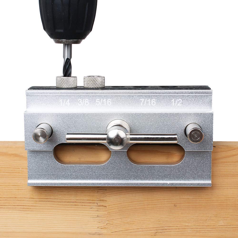 AUTOTOOLHOME Self Centering Doweling Jig Dowel Jig Kit Drill Jig for Straight Holes Wood Biscuit Joiner Tool 6 Drill Guide Bushings Set Woodworking Power Tool Accessory Jigs