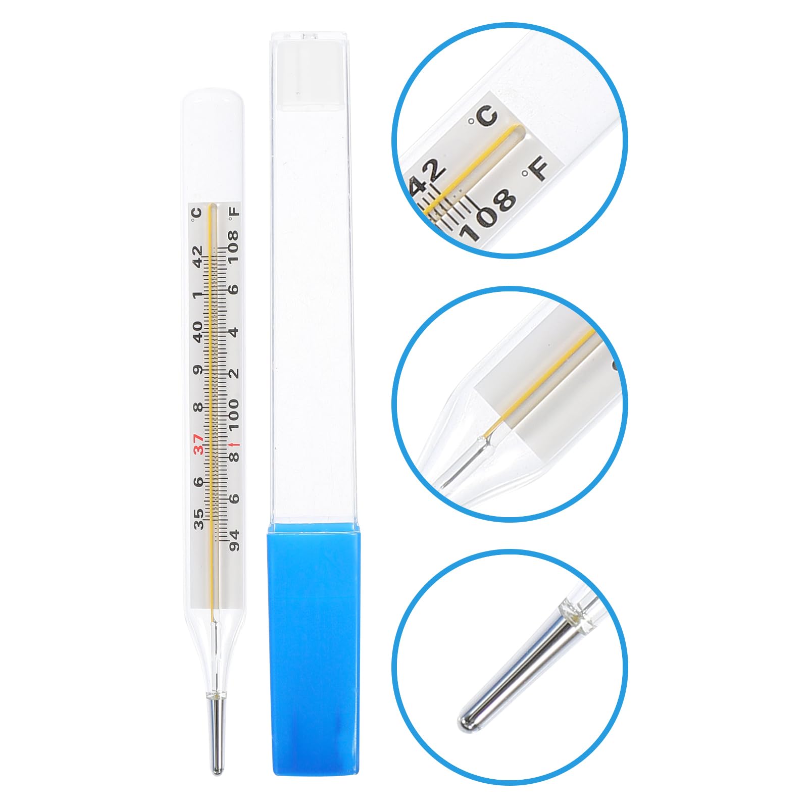 MAGICLULU 1Pc Glass Oral Temperature Adult Free Clinic Armpit Fast Reading Fever Indicator(Ramdom Style)