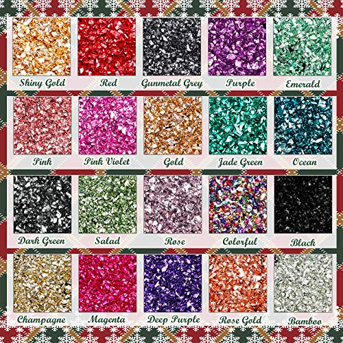Fine Glitter Crushed Glass for Crafts Making, Irregular Chunky Glitter for Resin Art,Body Art,Nail Art DIY Making,100g Glitter Glass for Jewelry Making Supplies