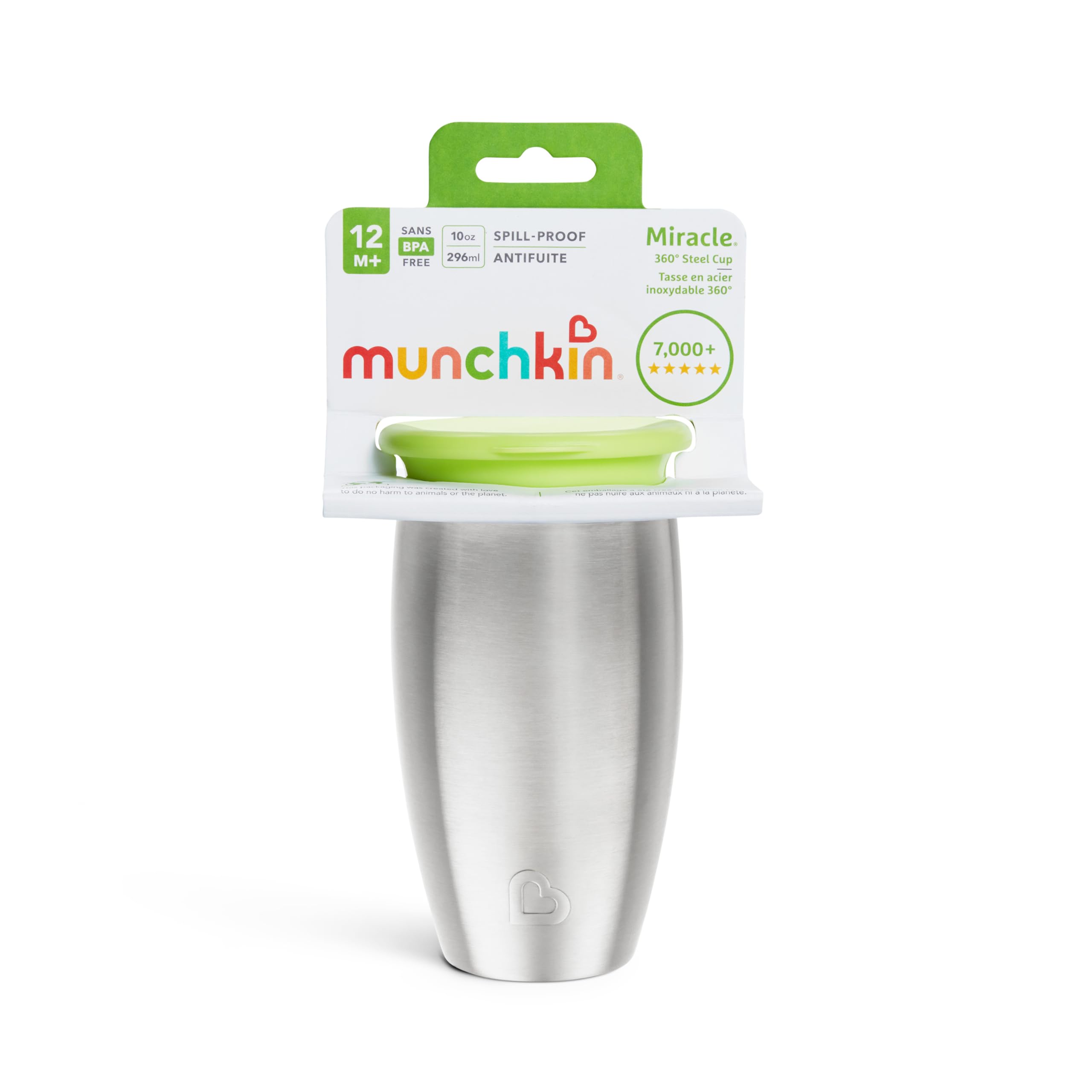 Munchkin Sippy Cup for Toddlers, Miracle 360 Stainless Steel, 10 Ounce, Green