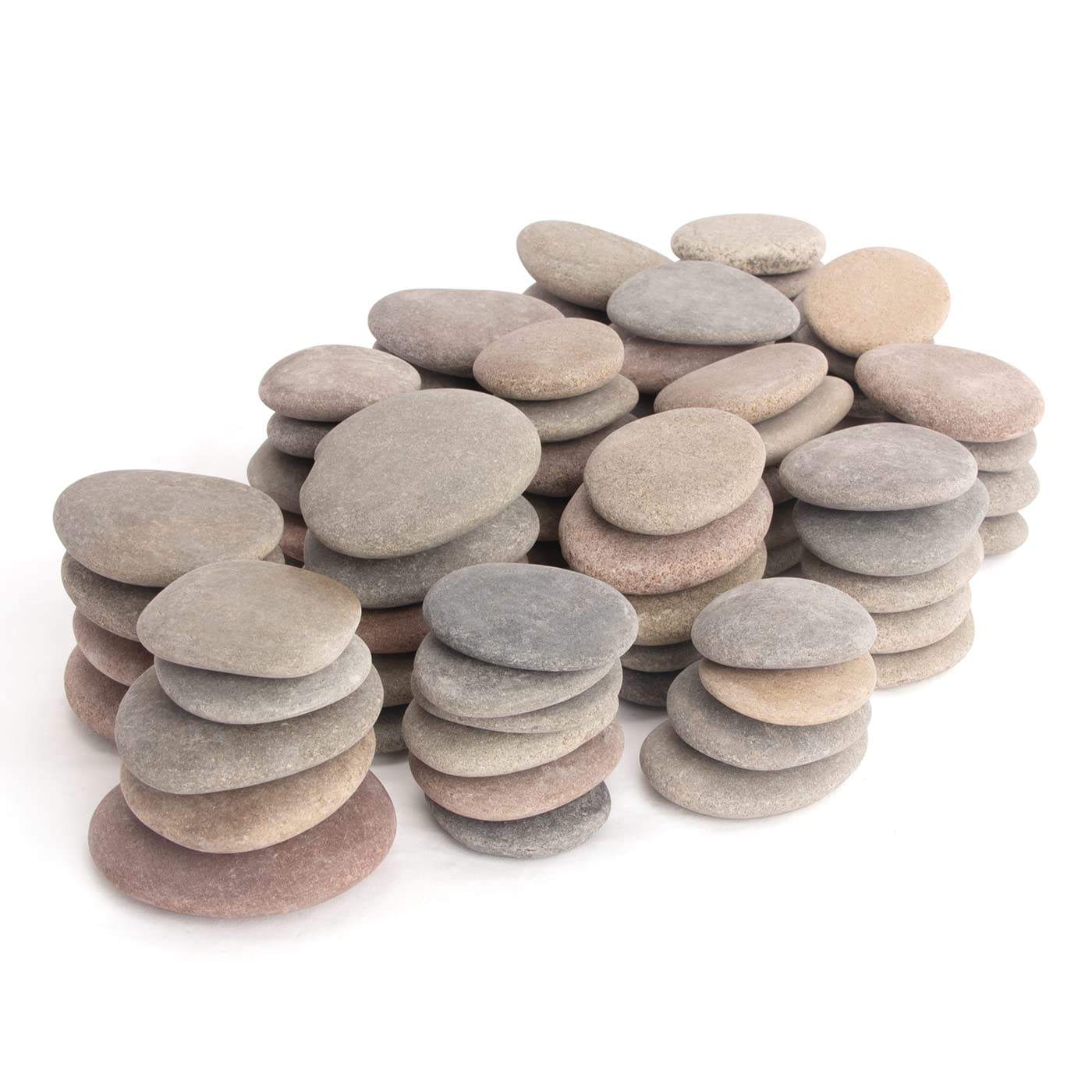 About 92-100 PCS River Rocks, 2"-3.3" Flat Painting Stones, 18 Pounds