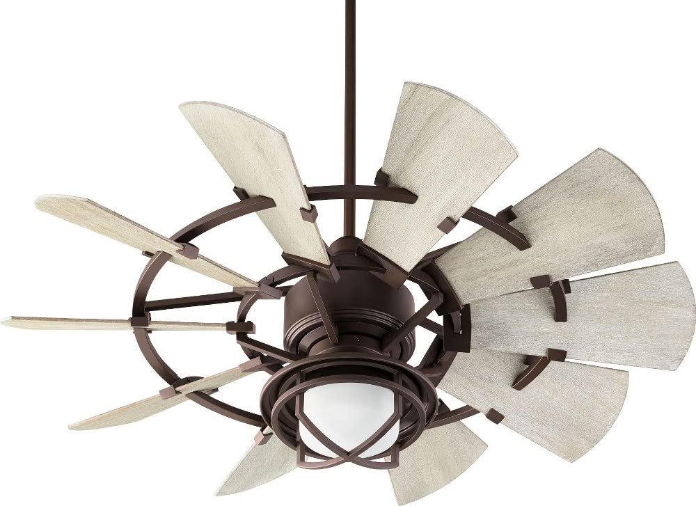 Quorum International 94410-86 I Windmill Collection 44 Inch Ten Blade Ceiling Fan - Oiled Bronze Finish I Six Speed Reversible Motor I Modern Contemporary Fixture I Light Fixture Adaptable