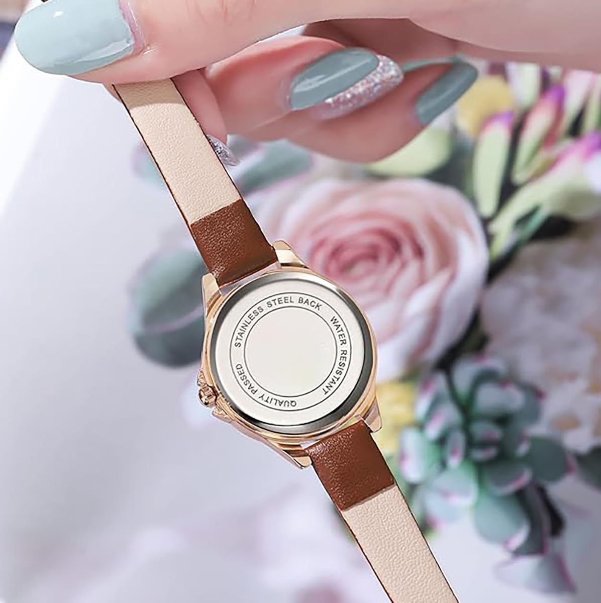 BESTKANG Women's Fashion Leather Strap Watch Easy - Read Dial Casual Quartz Wristwatch Waterproof Watch Women's Small Wrist Watch (Pink)