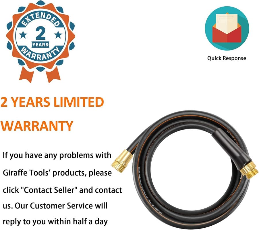 Giraffe Tools Leader Hose 2ft x 5/8", Short Water Hose Heavy Duty for Hose Reel, Lightweight, Flexible with Double Female Fittings