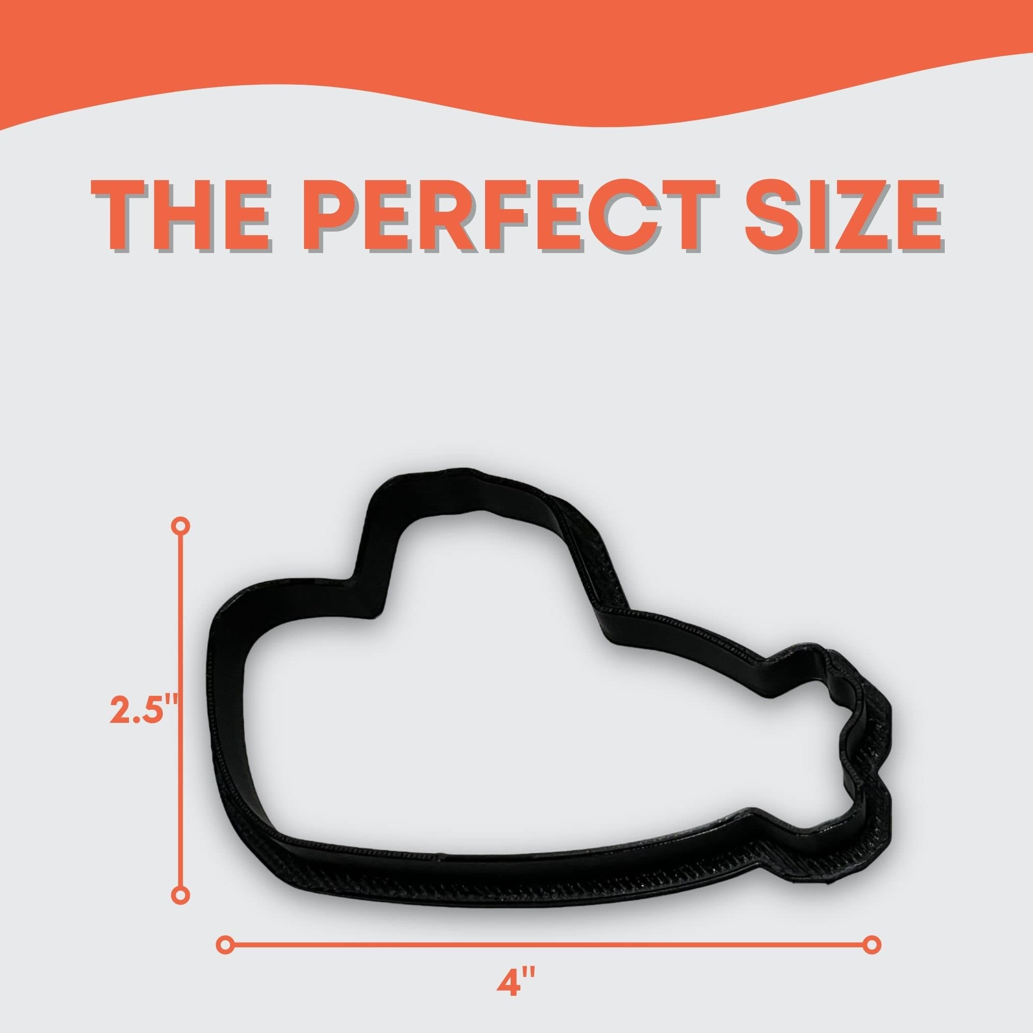 Submarine Cookie Cutter with Easy to Push Design, for Birthday Parties, and Military Celebrations (4 inch)