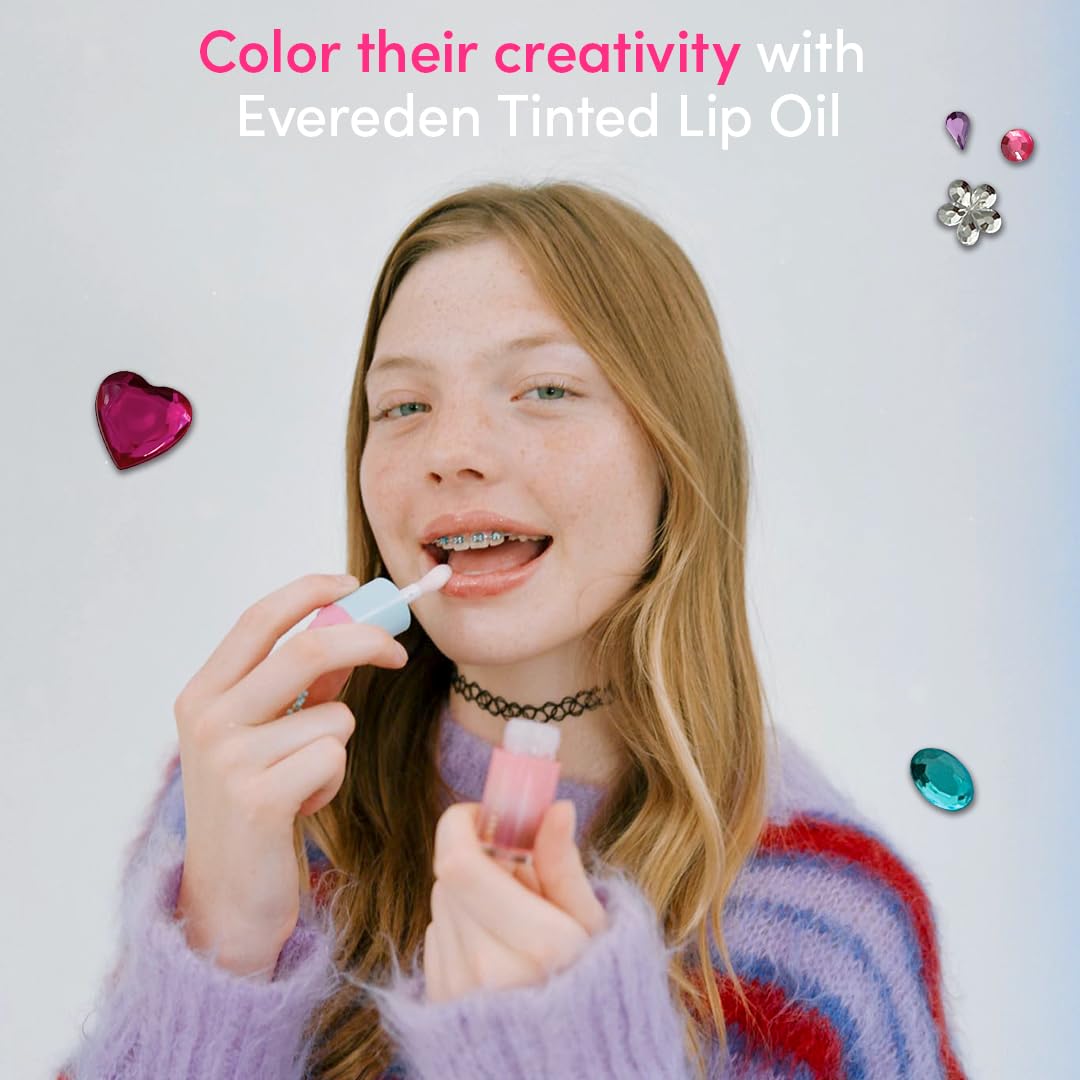 Evereden Kids Tinted Non Toxic Lip Gloss: Sakura - Non Toxic Kids Makeup - Vegan Clean Makeup for Kids - Soothing & Hydrating Kid Lip Gloss with Cherry, Peach, & Cranberry Oils - Girls Makeup