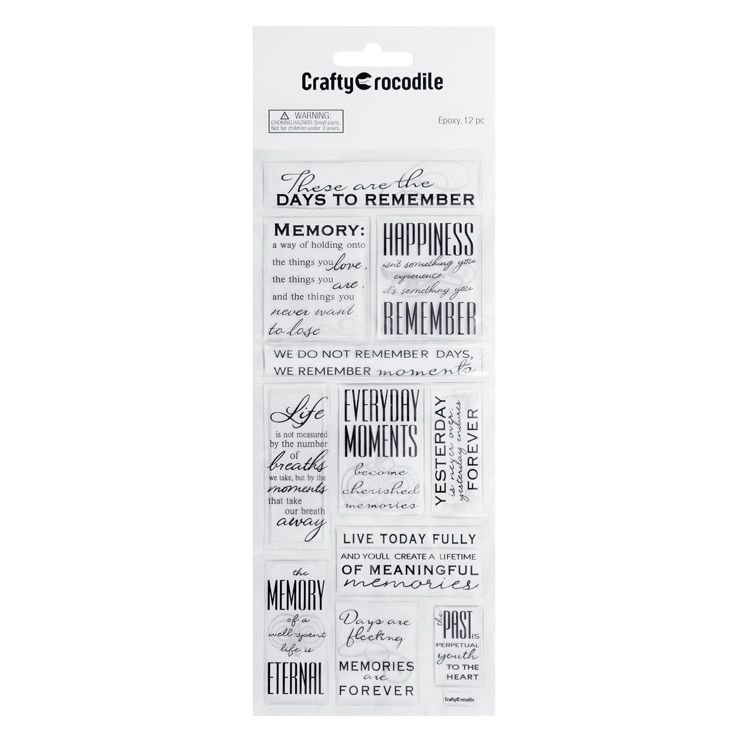 CraftyCrocodile Memories Love Quotes Epoxy Stickers - Clear & Black Memorial Family Themed in Loving Memory Stickers for Anniversary Wedding Scrapbook