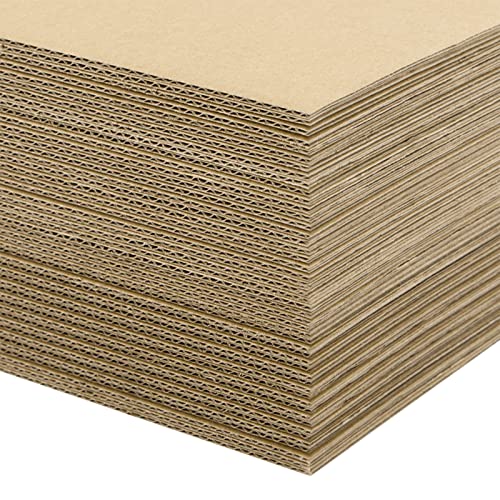 Golden State Art, 50 Pack 5x7 Corrugated Cardboard Sheet Flat Cardboard Pads Inserts, 1/16" Thick, Great for Crafts, Mailing, Packaging (Kraft Brown)