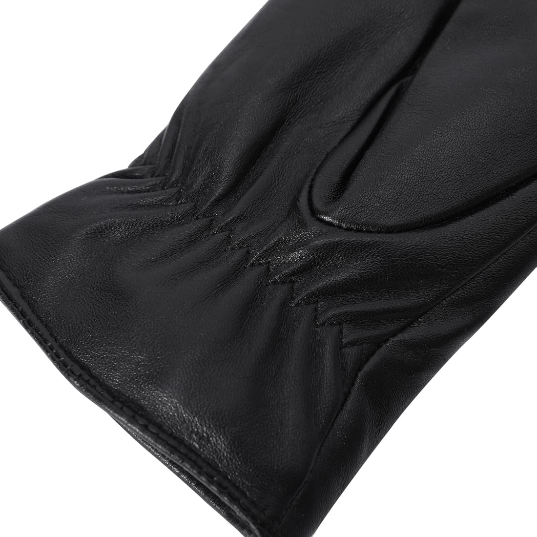 Harssidanzar Leather Glove For Women,Winter Warm Cashmere Lining Touchscreen Texting Warm Driving Lambskin Leather Glove GL017,Black, Size L