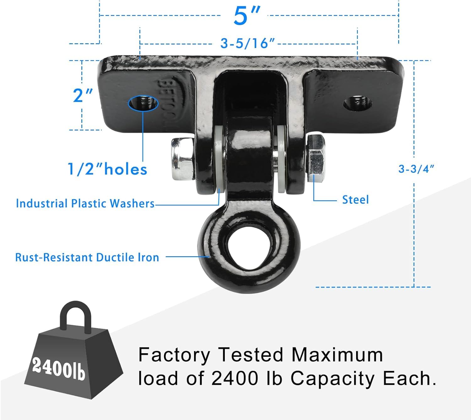 BETOOLL Heavy Duty Swing Hangers Swing Set Hardware Playground Porch Yoga Seat Trapeze Wooden Sets Indoor Outdoor Set of 8