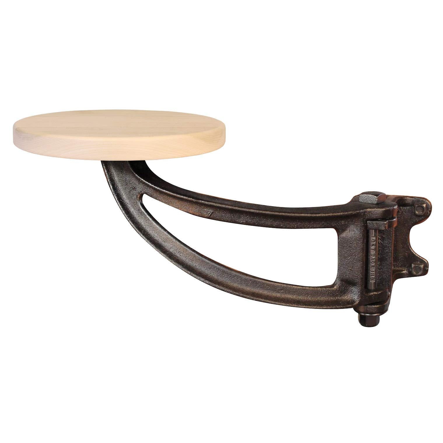 Swing Out Seat - Attached Hanging Bar Counter Island Stool - Cast Iron & Alder Wood