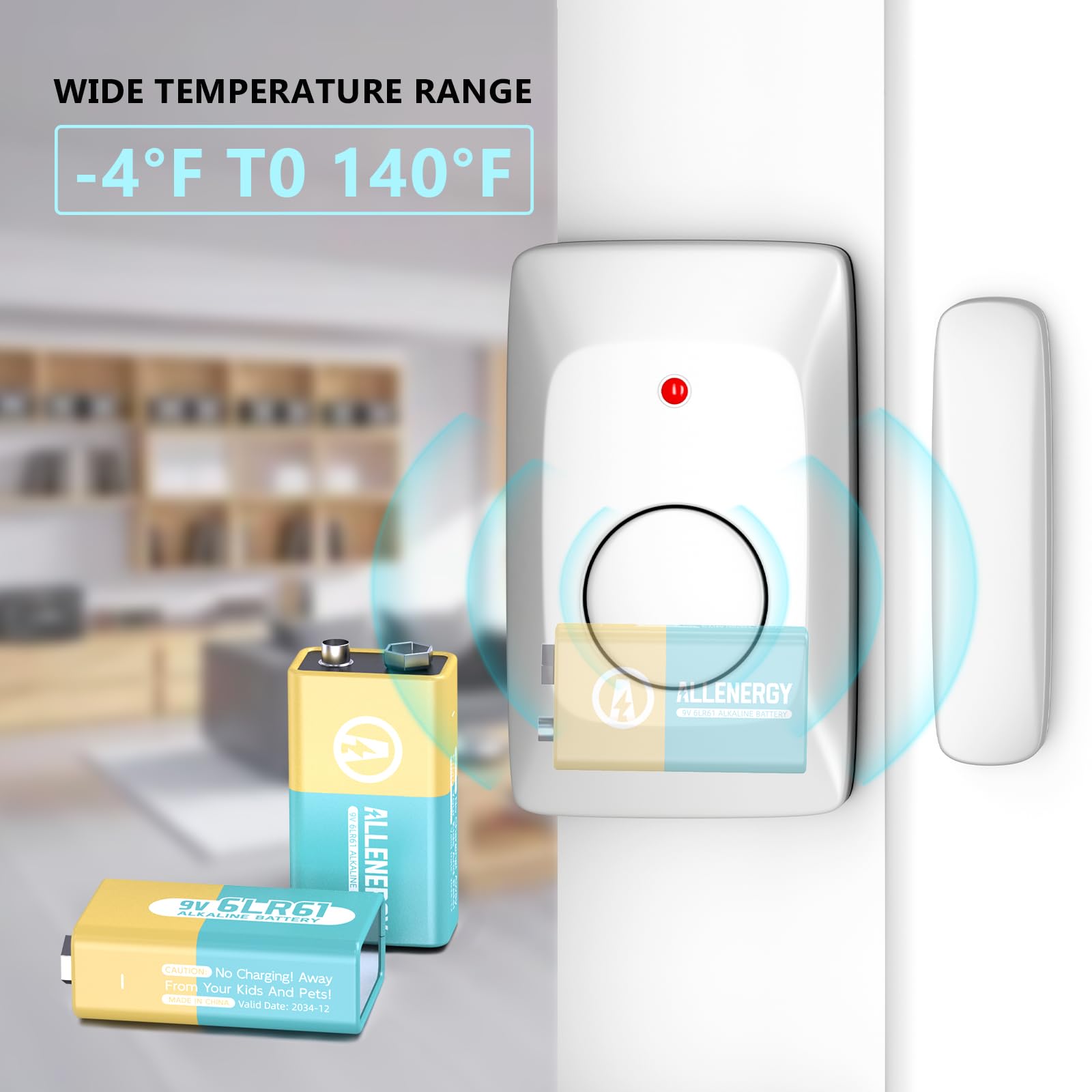 ALLENERGY 9V Batteries Alkaline 9 Volt Battery 2 Pack for Smoke Detector, Square Smoke Alarm Batteries Long-Lasting