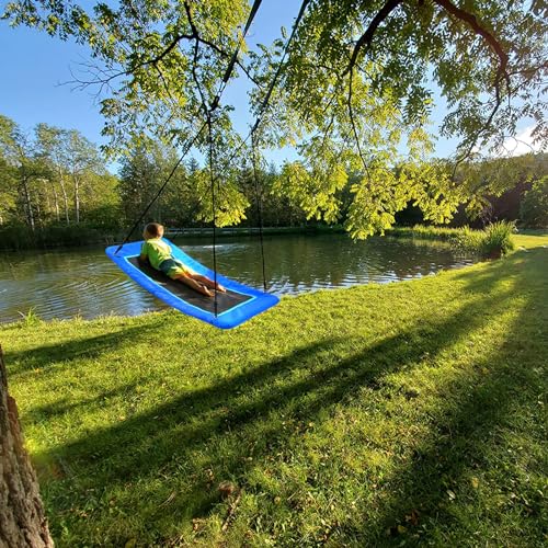 Trekassy 700lb Giant 60" Skycurve Platform Tree Swing for Kids and Adults with 2 Hanging Straps-Blue