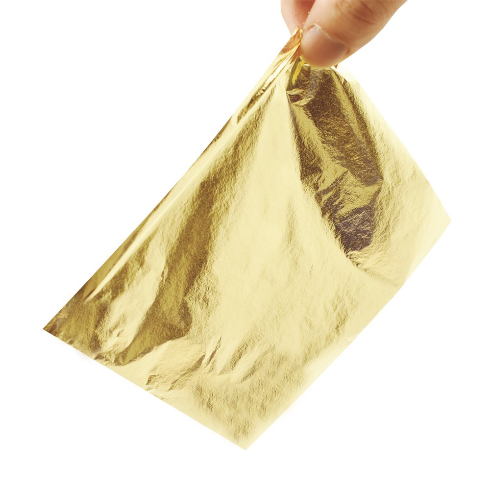 Gigules Gold Leaf Sheets 100 Pcs Imitation Gold Foil Sheets for Arts Painting Gilding Crafts Decoration 5.5" x 5.5"