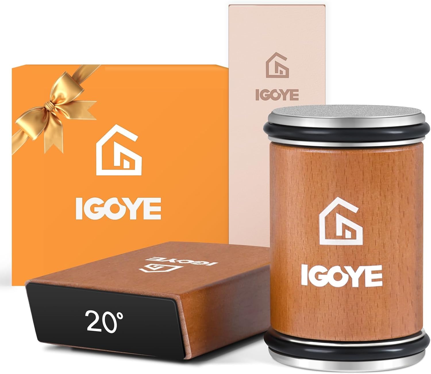 Rolling Knife Sharpener Tool Kit, Diamond Rolling Knife Sharpener Kit & Leather Strop Companion - Knife Sharpening Made Easy - Kitchen Knivies Sharpener (Offers 15 & 20 Degree) 