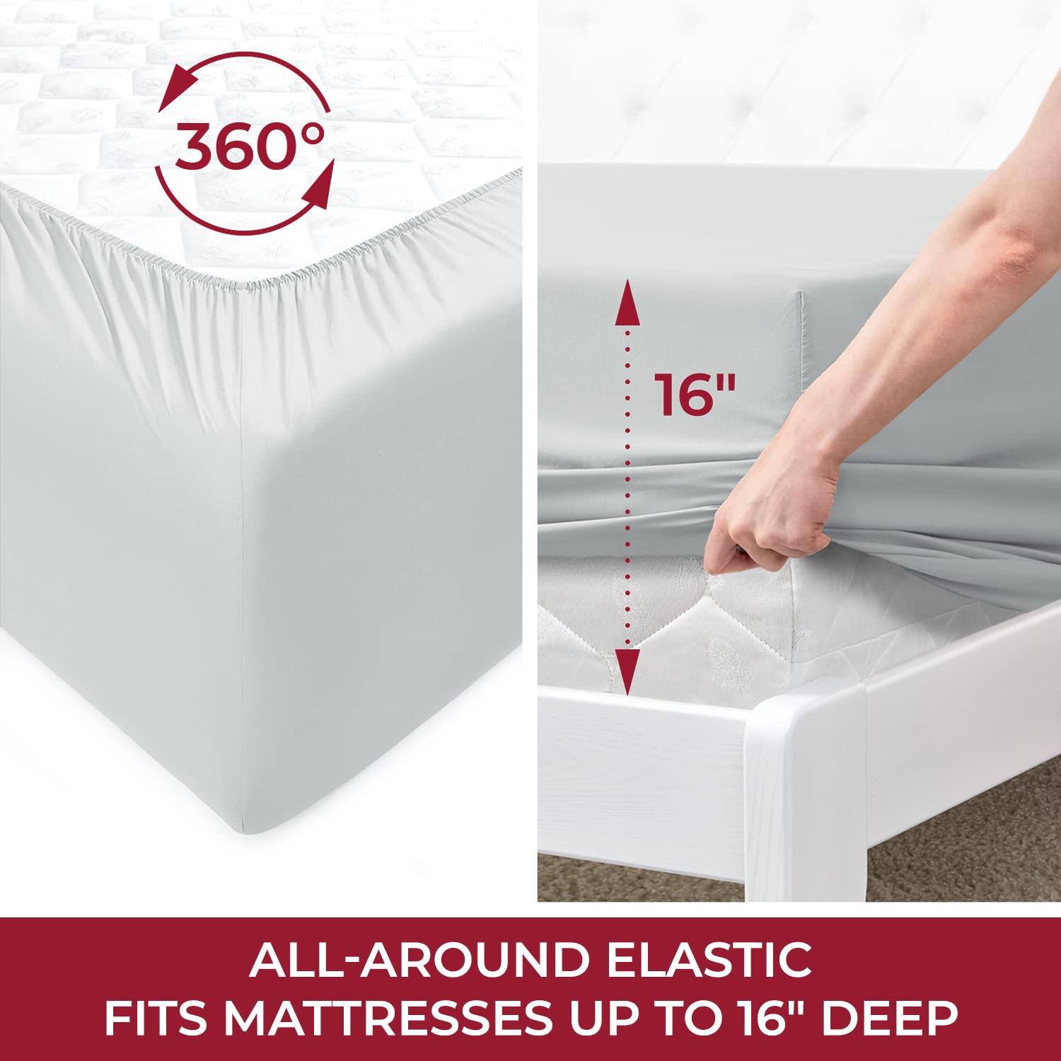 Mellanni King Bed Sheet Set + Bed Skirt Bundle&Save - Hotel Luxury Bedding Sheets & Pillowcases - Bundle Includes: 4pcs Bed Sheet Set and 15-Inch Drop Pleated Bed Skirt (King, Light Gray)