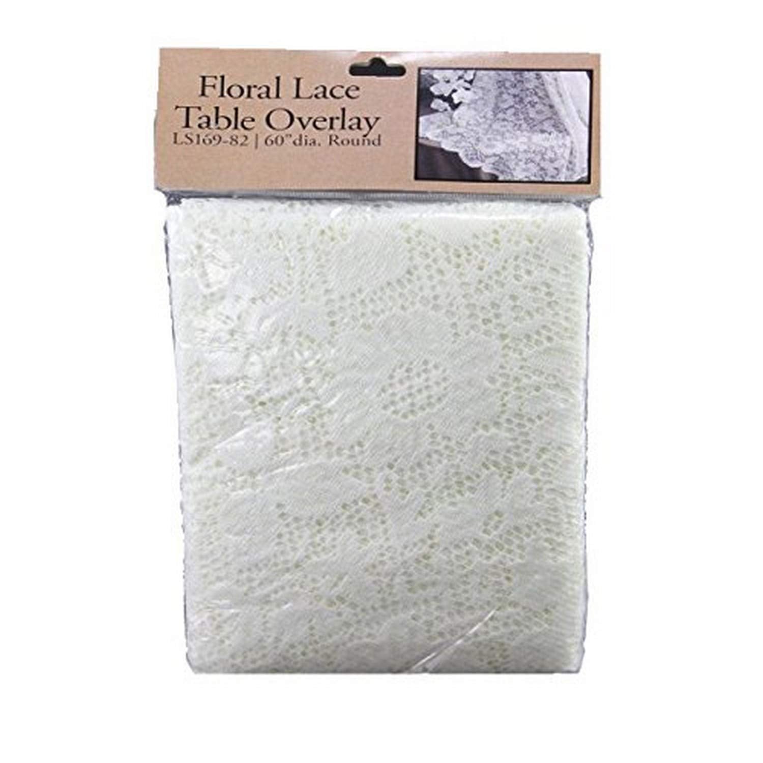 60" Ivory Round Floral Lace Table Overlay