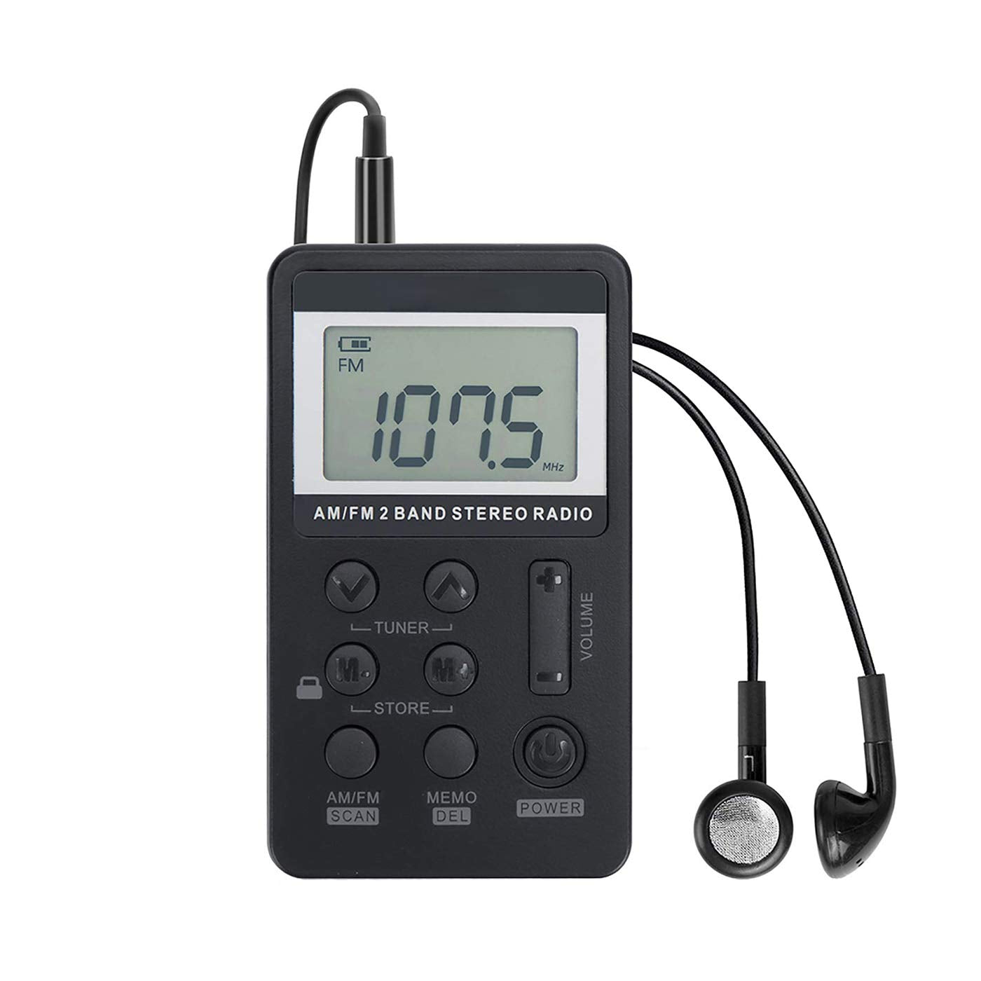 Personal AM/FM Pocket Radio Portable VR-robot, Mini Digital Tuning Walkman Radio, with Rechargeable Battery, Earphone, Lock Screen for Walk/Jogging/Gym/Camping Electronics