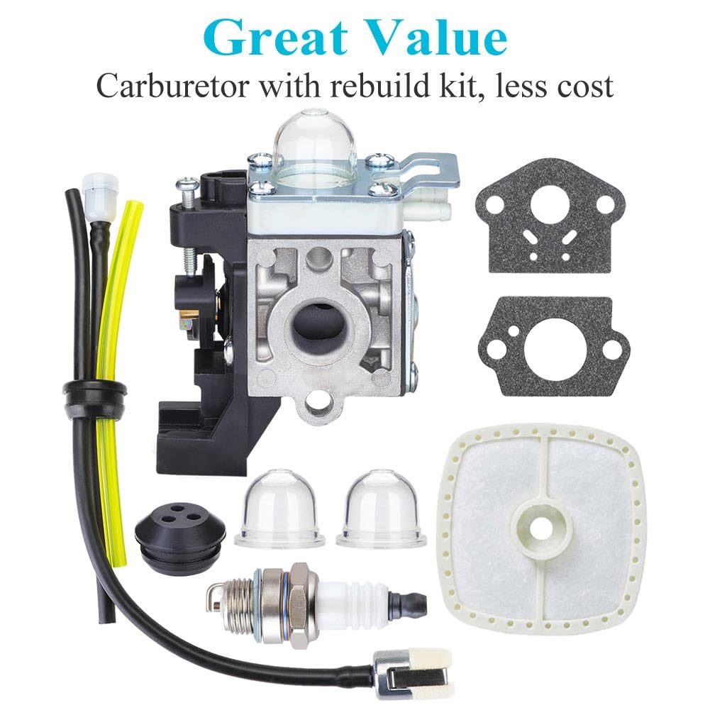 HOODELL Adjustable SRM225 Carburetor for Echo GT225 PE225 PAS-225 SHC-225 RB-K93 SRM-225 Weed Eater Parts Rebuild, Easy-Start Trimmer Edger Carb with Tune Up Kit Primer Bulb