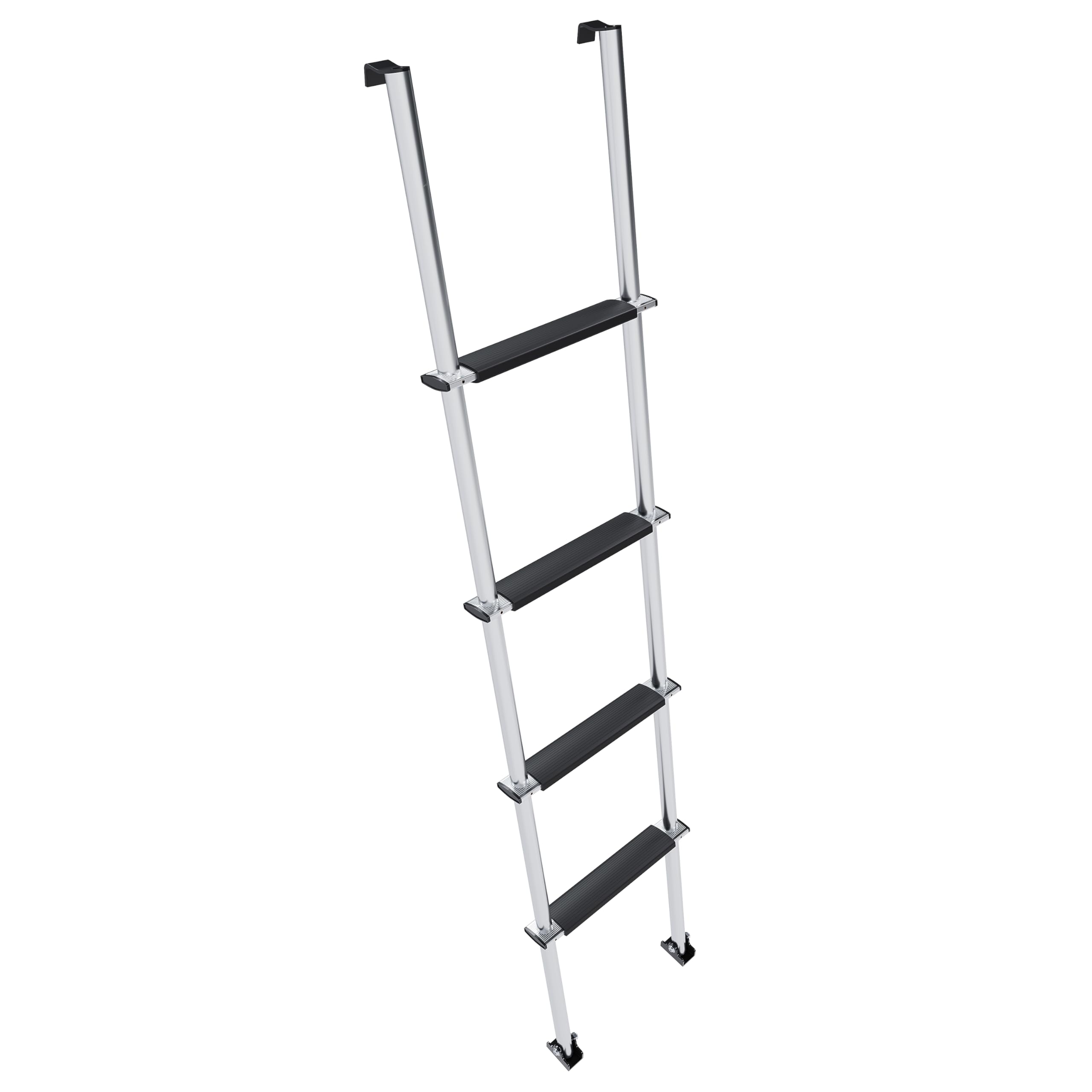 KUAFU 60'' Bunk Ladder Compatible with RV W/Hook and Rubber Foot Pads Aluminum Anti-Slip Bunk Bed Dorm Loft Home Appartments Ladder Lightweight and Sturdy Design for Safe Climbing 450LBS