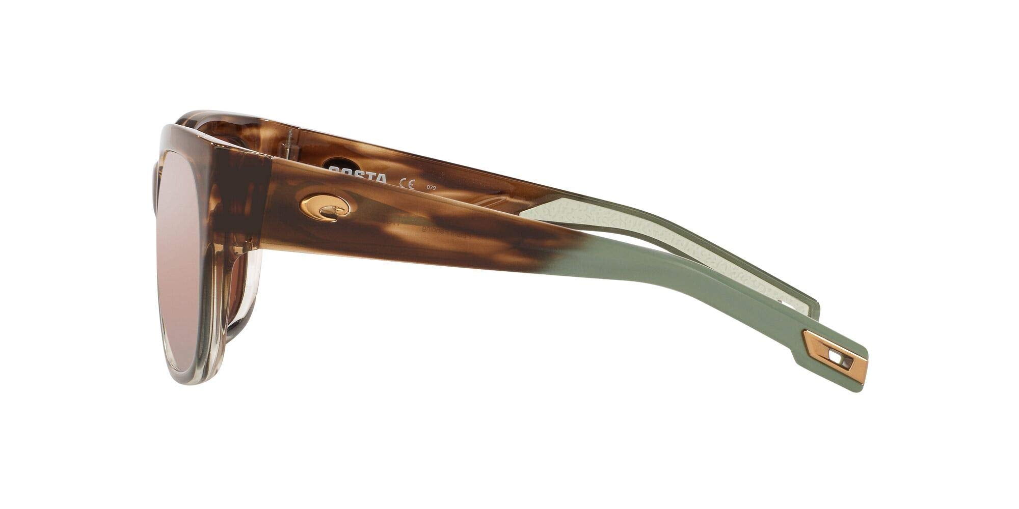 Costa Del Mar Womens Water Woman II Square Sunglasses, Shiny Ocean Jade/Copper Silver Mirrored Polarized-580G, 58 mm
