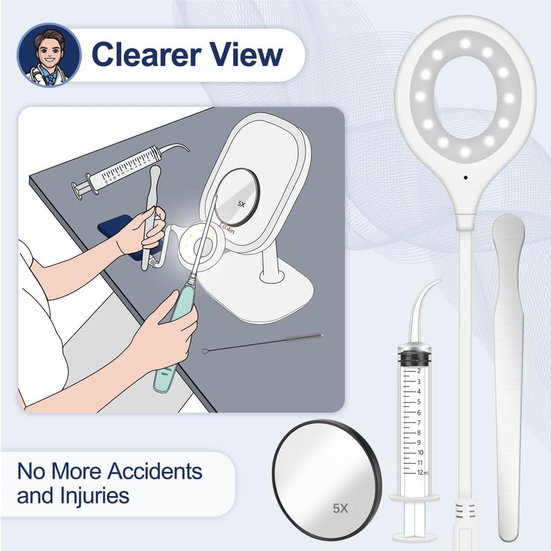 Tonsil Stone Remover Vacuum Electronic Tonsil Stone Removal Kit Instant Suction Tool Oral Irrigator Tonsil Stones Syringe Tongue Depressor 5X Magnifying Mirror 3 Modes Easy to Use