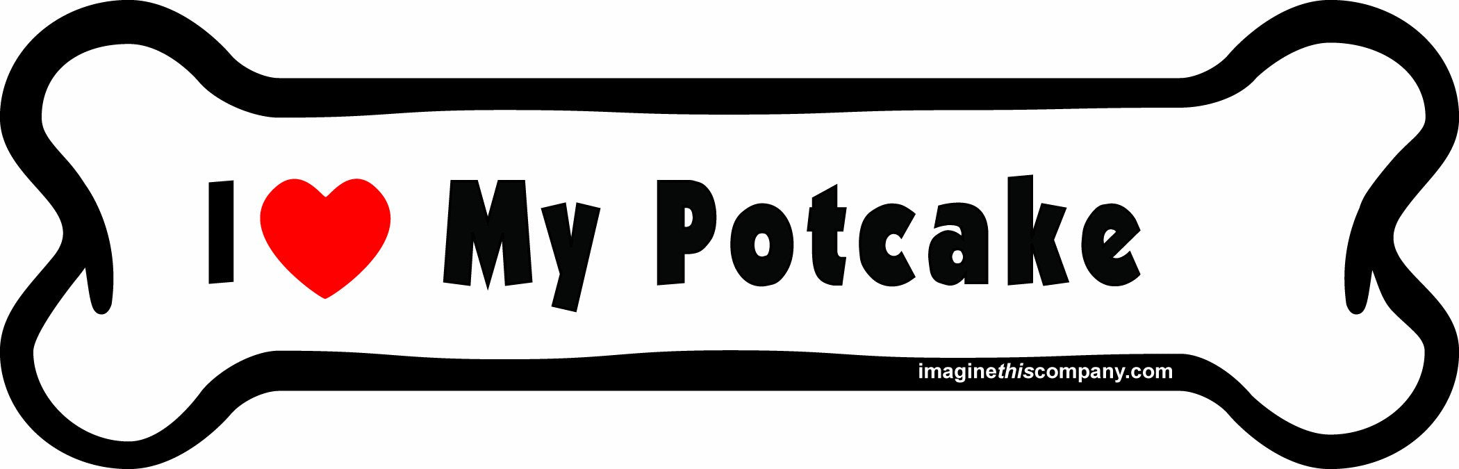 Imagine This I Love My Potcake Bone Car Magnet, 2-Inch by 7-Inch