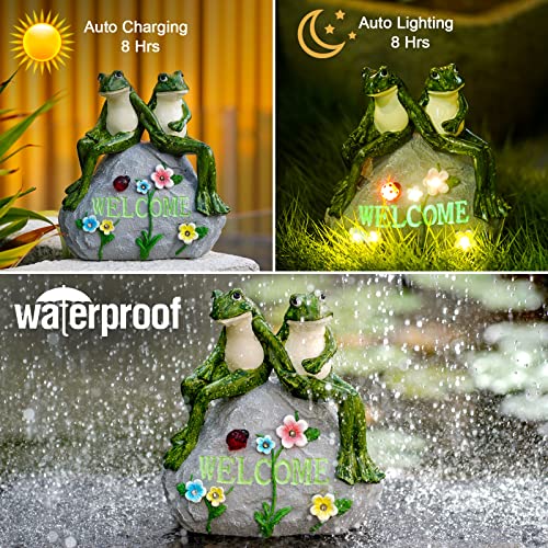 Nacome Solar Garden Outdoor Statues Turtle with Succulent and 7 LED Lights - Lawn Decor Tortoise Statue for Patio, Balcony, Yard Ornament - Unique Housewarming Gifts