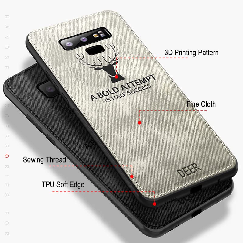 Casecious Compatible with Samsung Galaxy Note 10 Plus or Note 10 Plus 5G Soft Texture Deer Pattern Embossed Fabric Cloth TPU Cell Phone Mobile Basic Back Case Cover (Black)