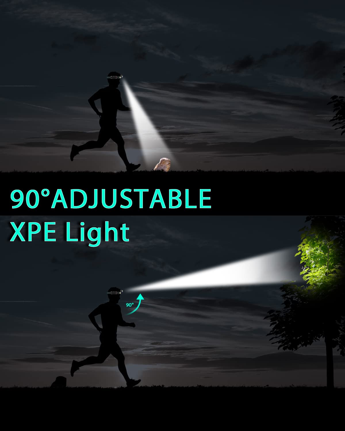 Pluralla LED Headlights, Rechargeable Headlamps, with 270° Wide Beam Headlights, 1000 Lumens Super Bright 6 Modes&Motion Sensors Sweat Proof Head Flashlight for Outdoor Camping Fishing Running
